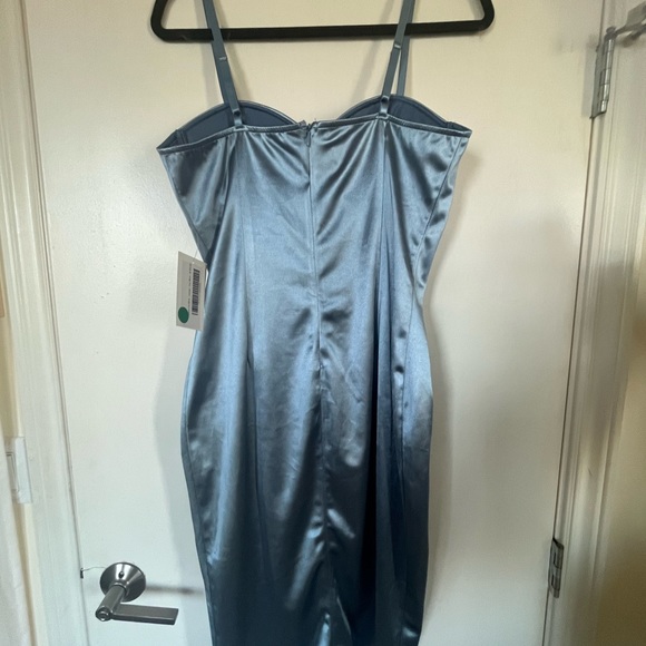City Lux Satin Blue Bodycon Dress - Picture 13 of 17